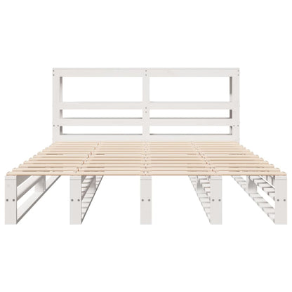 Bed Frame with Headboard White 120x190 cm Small Double Solid Wood Pine