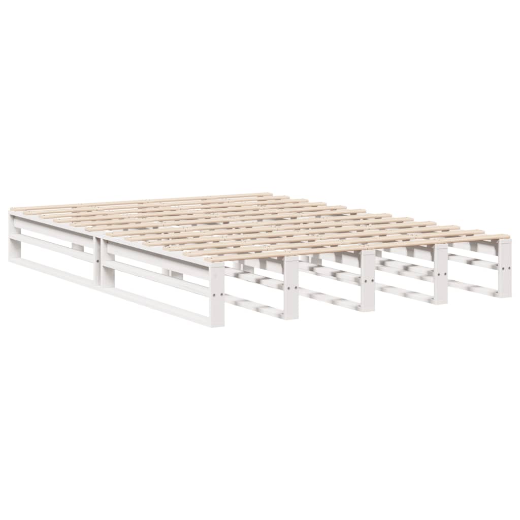 Bed Frame with Headboard White 120x190 cm Small Double Solid Wood Pine