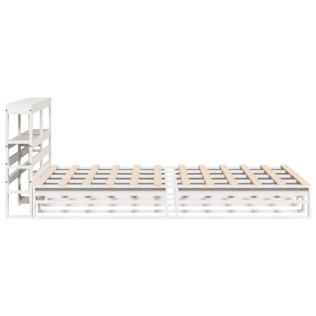 Bed Frame with Headboard White 120x190 cm Small Double Solid Wood Pine