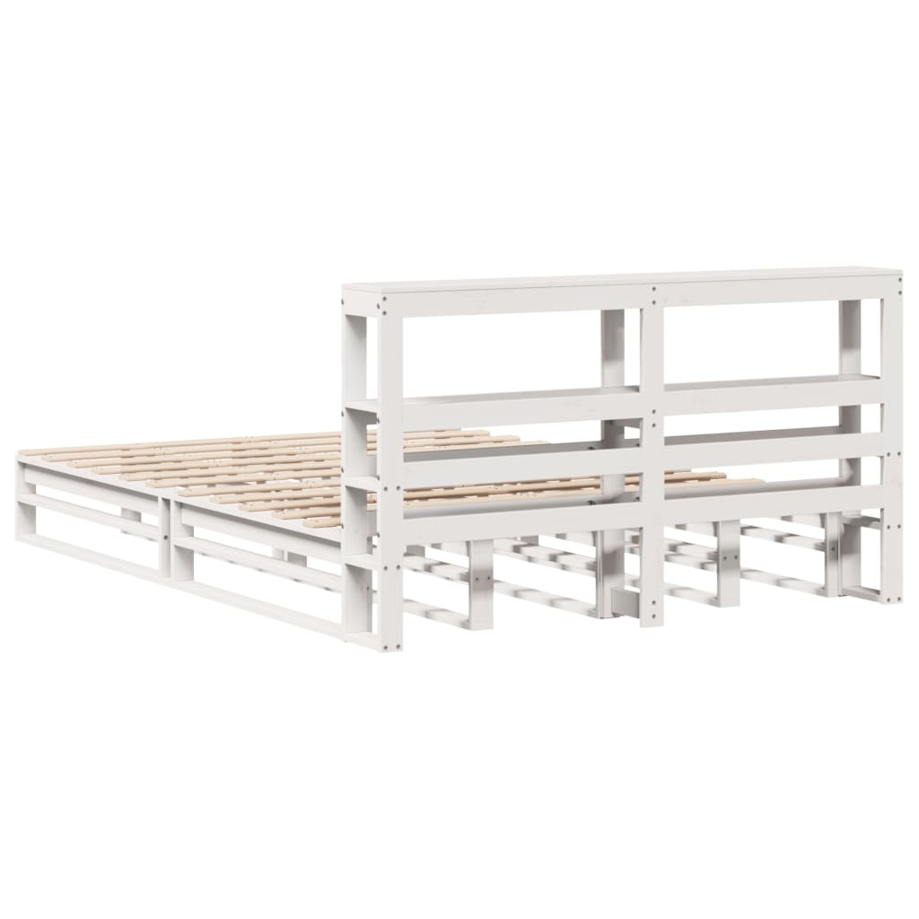 Bed Frame with Headboard White 120x190 cm Small Double Solid Wood Pine