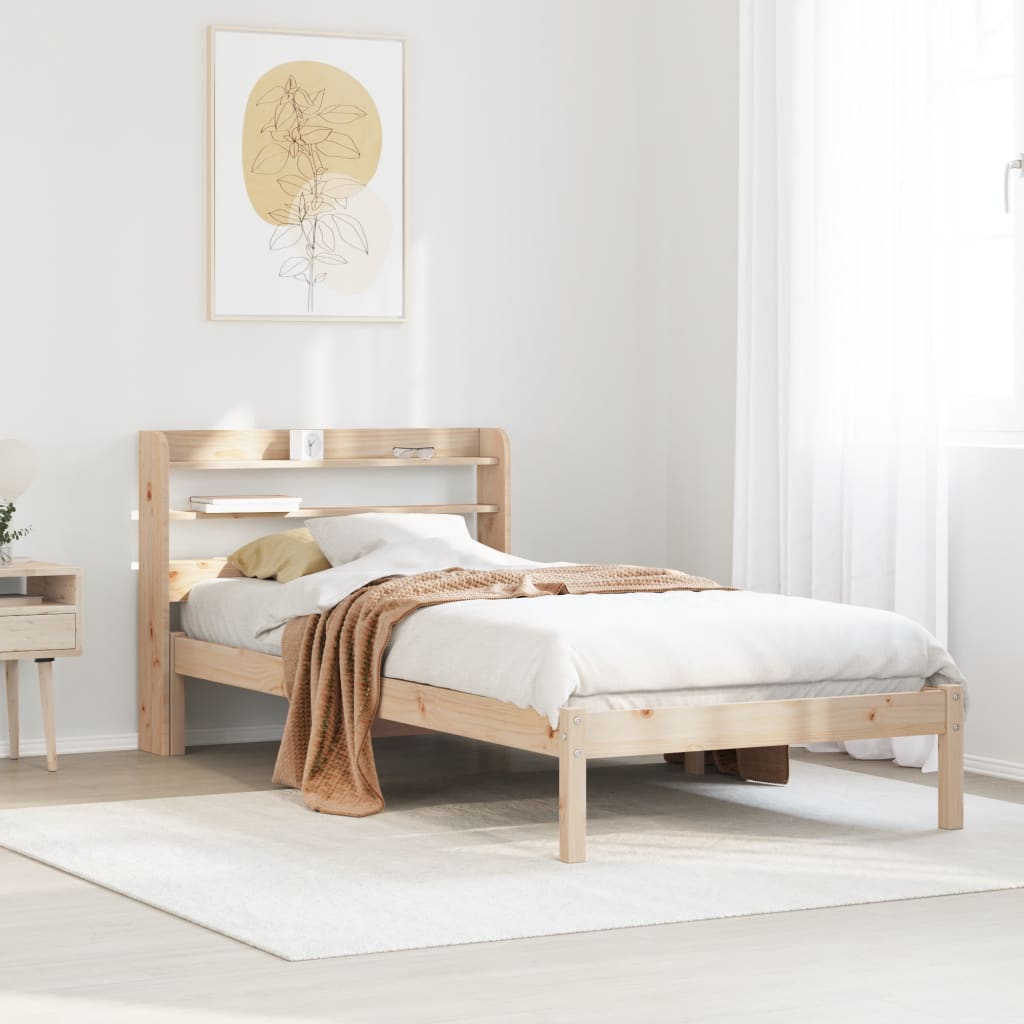 Bed Frame with Headboard 90x190 cm Single Solid Wood Pine