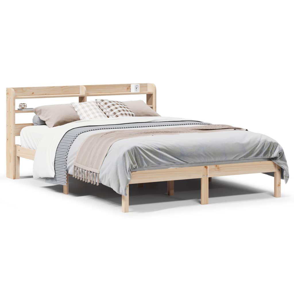 Bed Frame without Mattress 135x190 cm Double Solid Wood Pine