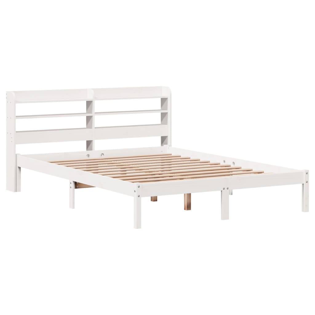 Bed Frame without Mattress White 135x190 cm Double Solid Wood Pine