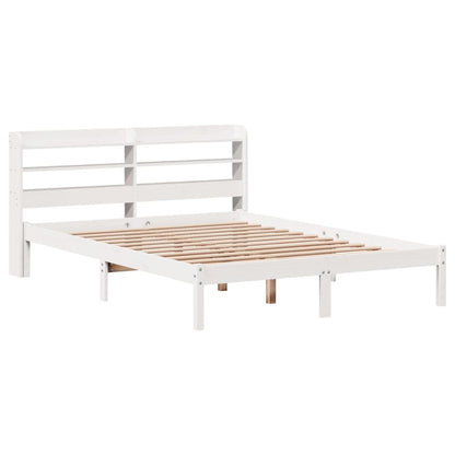 Bed Frame without Mattress White 135x190 cm Double Solid Wood Pine