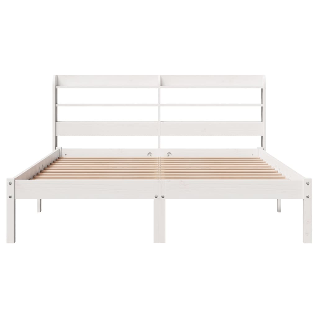 Bed Frame without Mattress White 135x190 cm Double Solid Wood Pine