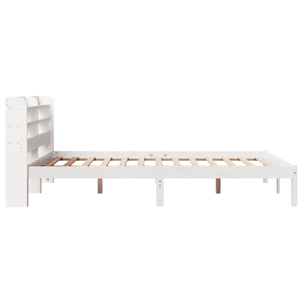 Bed Frame without Mattress White 135x190 cm Double Solid Wood Pine