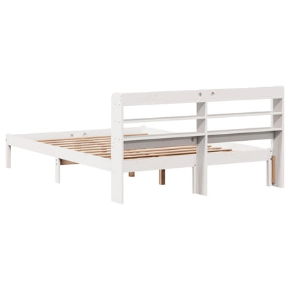 Bed Frame without Mattress White 135x190 cm Double Solid Wood Pine