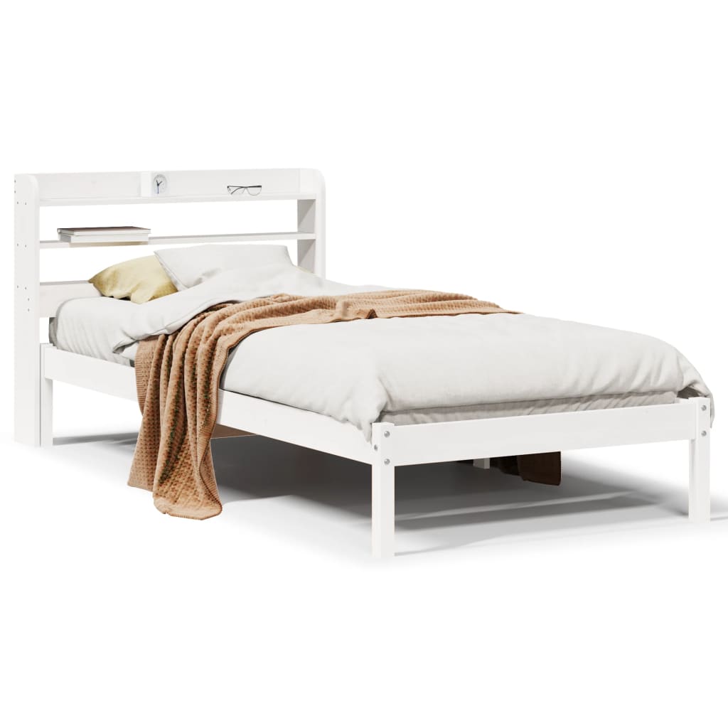 Bed Frame without Mattress White 90x200 cm Solid Wood Pine