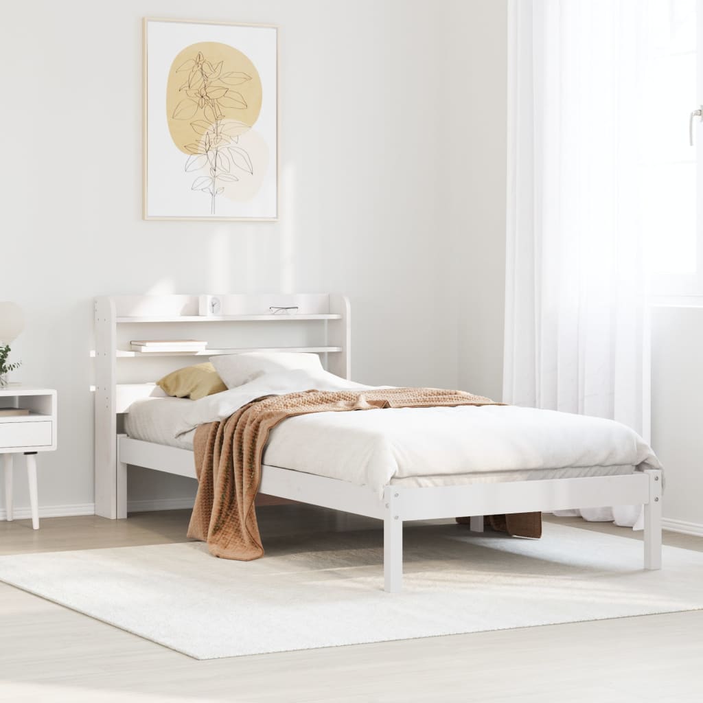 Bed Frame without Mattress White 90x200 cm Solid Wood Pine