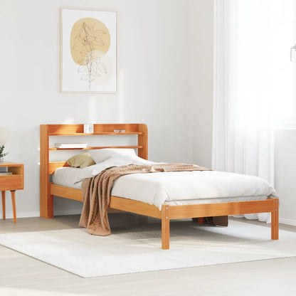 Bed Frame with Headboard without Mattress Wax Brown 75x190 cm Small Single