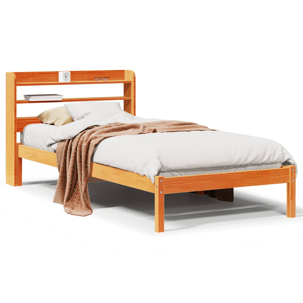 Bed Frame with Headboard without Mattress Wax Brown 90x190 cm Single