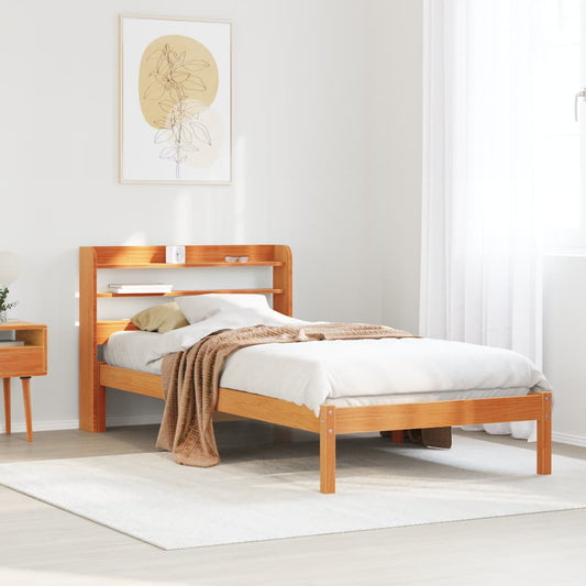 Bed Frame with Headboard without Mattress Wax Brown 90x190 cm Single