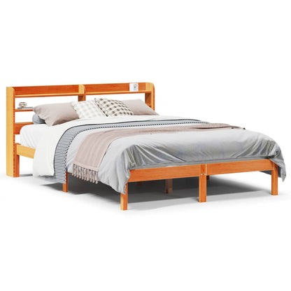 Bed Frame with Headboard without Mattress Wax Brown 140x190 cm