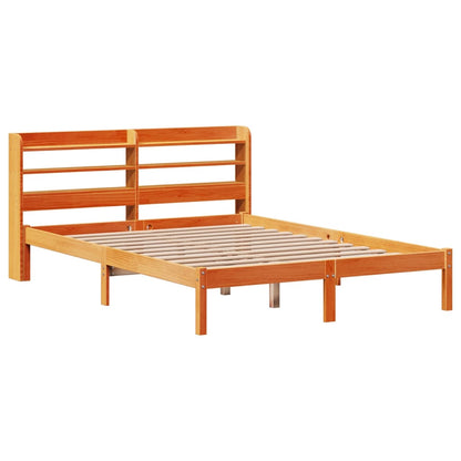 Bed Frame with Headboard without Mattress Wax Brown 140x190 cm