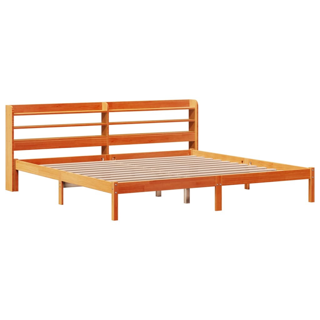 Bed Frame with Headboard without Mattress Wax Brown 180x200 cm Super King