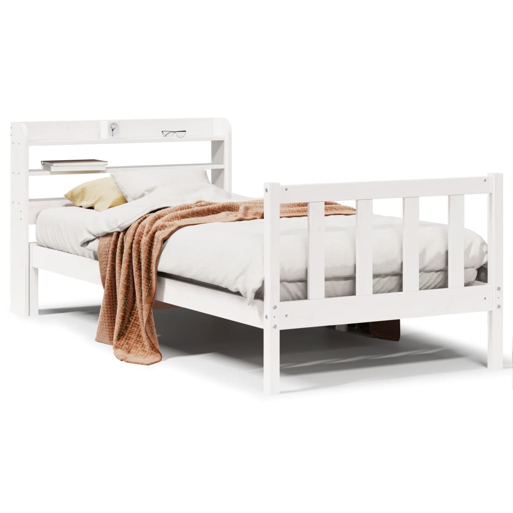 Bed Frame without Mattress White 75x190 cm Small Single Solid Wood Pine