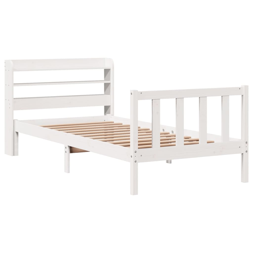 Bed Frame without Mattress White 75x190 cm Small Single Solid Wood Pine