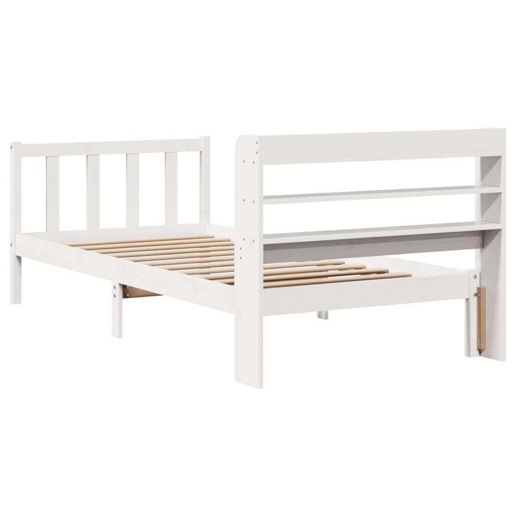 Bed Frame without Mattress White 75x190 cm Small Single Solid Wood Pine