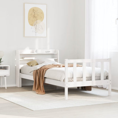 Bed Frame without Mattress White 75x190 cm Small Single Solid Wood Pine