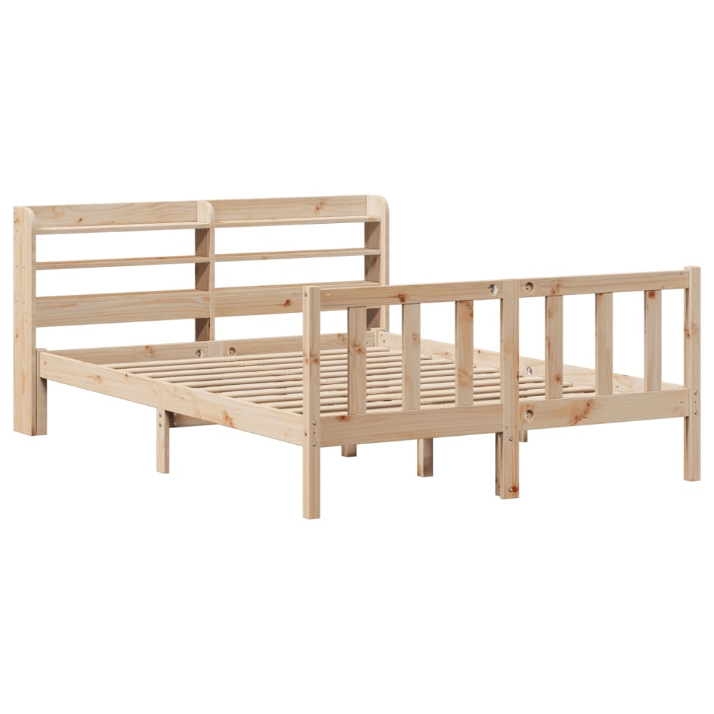 Bed Frame with Headboard 140x190 cm Solid Wood Pine