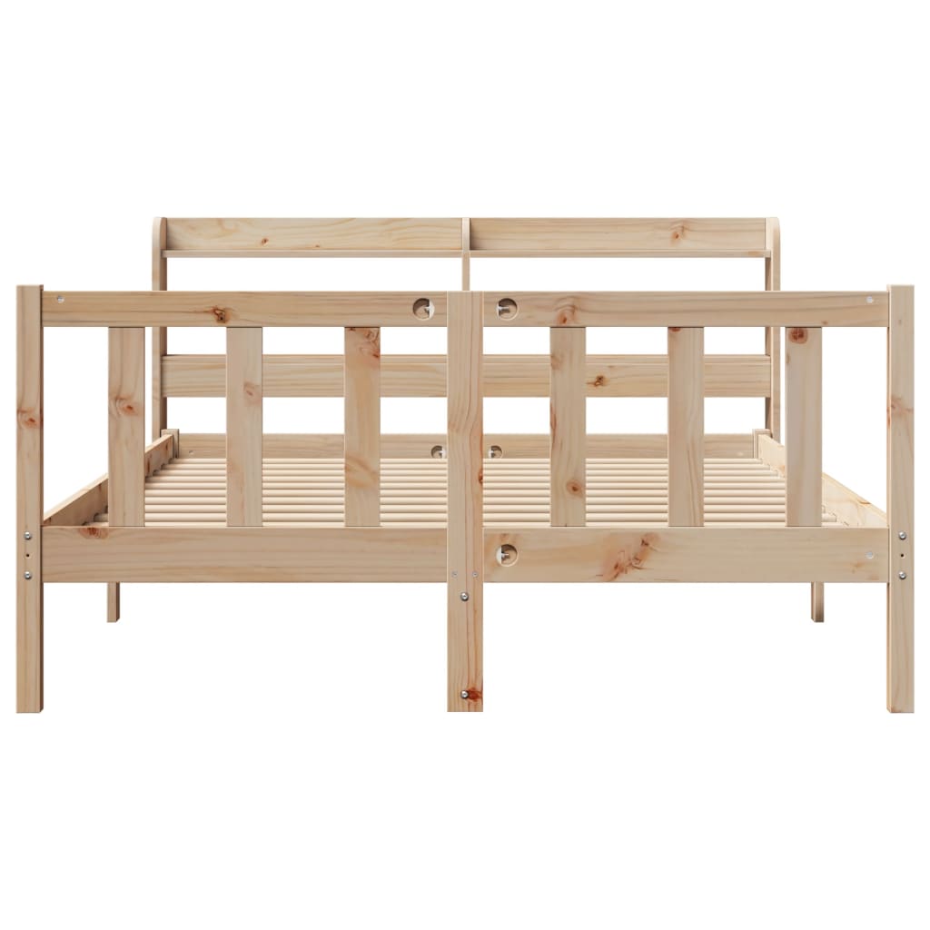 Bed Frame with Headboard 140x190 cm Solid Wood Pine