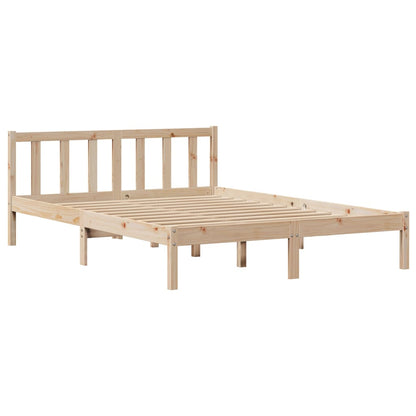 Bed Frame with Headboard 140x190 cm Solid Wood Pine