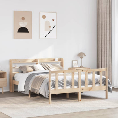 Bed Frame with Headboard 140x190 cm Solid Wood Pine