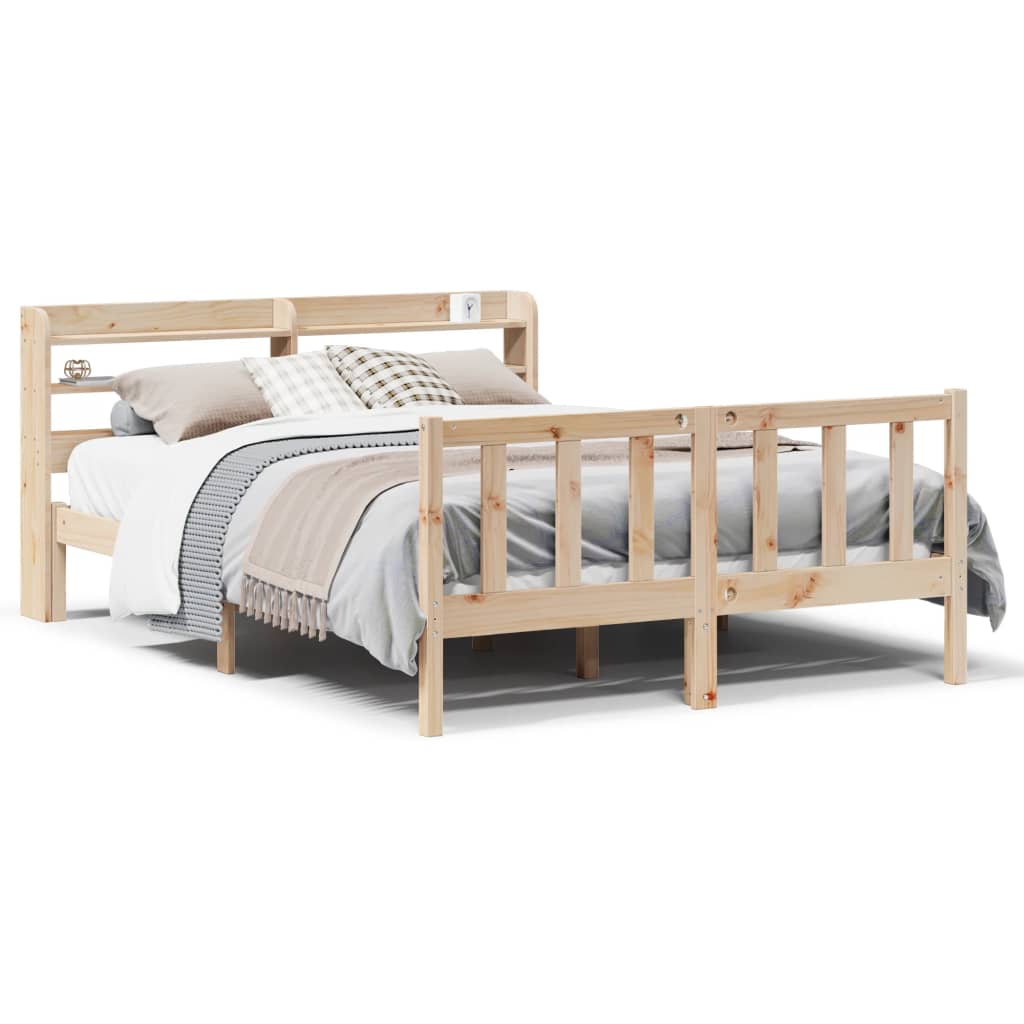 Bed Frame without Mattress 150x200 cm King Size Solid Wood Pine