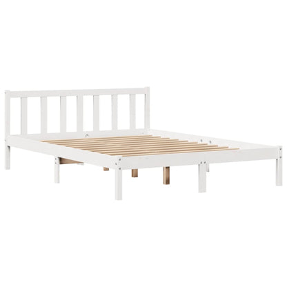 Bed Frame with Headboard White 150x200 cm King Size Solid Wood Pine