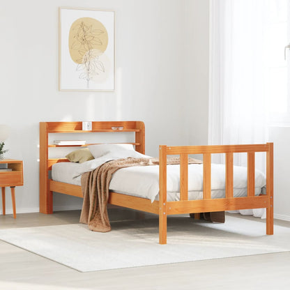 Bed Frame with Headboard without Mattress Wax Brown 75x190 cm Small Single