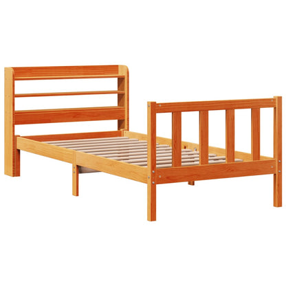 Bed Frame with Headboard without Mattress Wax Brown 90x190 cm Single