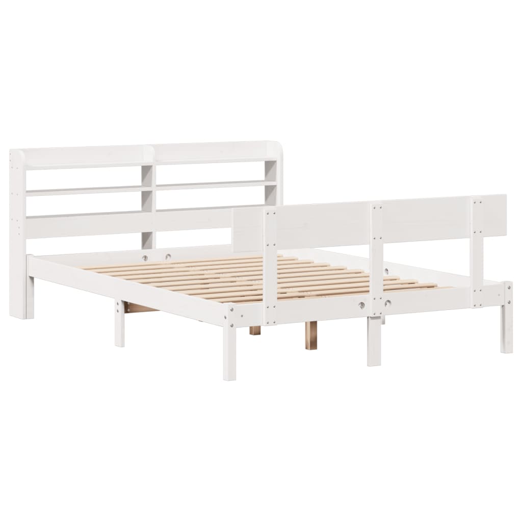 Bed Frame without Mattress White 135x190 cm Double Solid Wood Pine