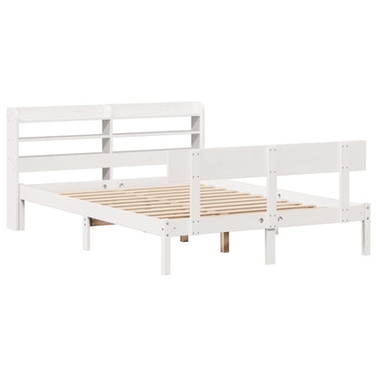 Bed Frame without Mattress White 135x190 cm Double Solid Wood Pine