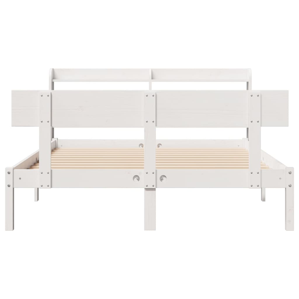 Bed Frame without Mattress White 135x190 cm Double Solid Wood Pine