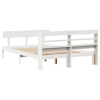 Bed Frame without Mattress White 135x190 cm Double Solid Wood Pine