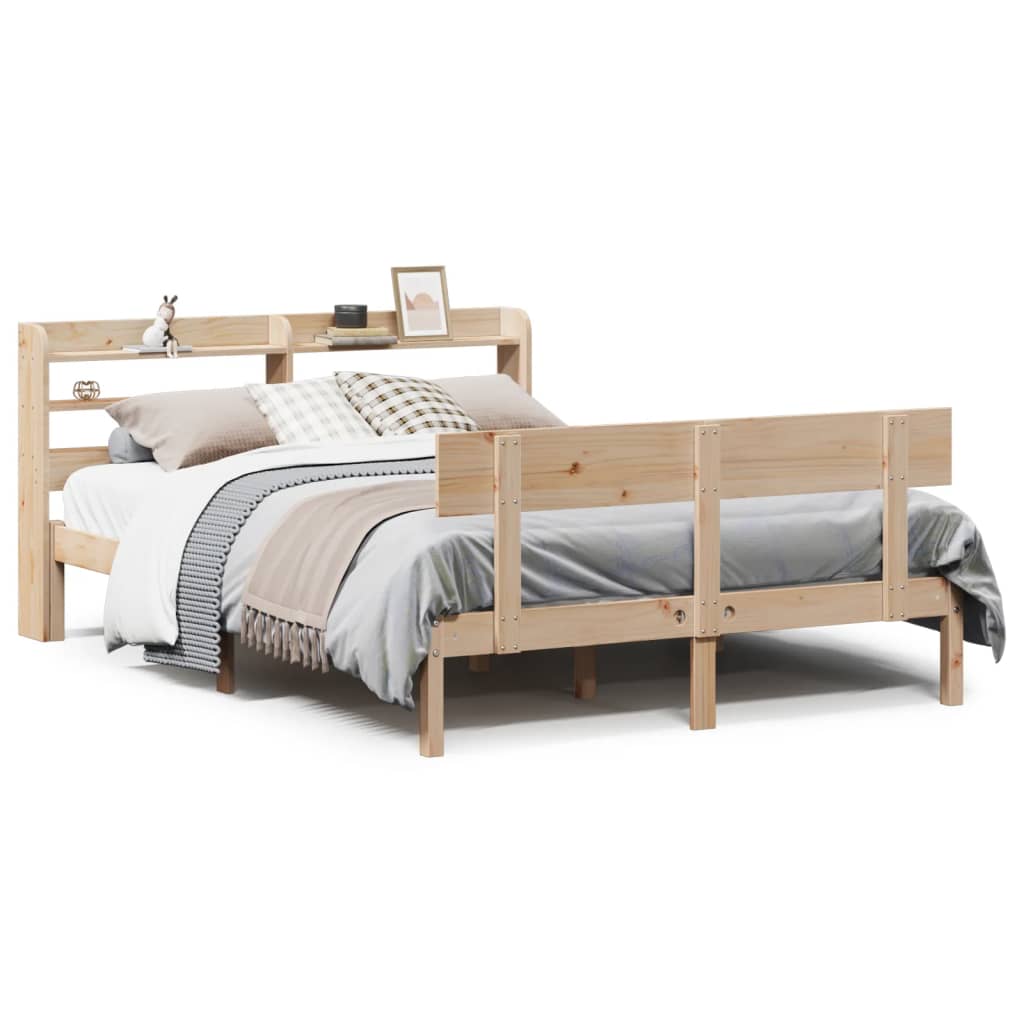 Bed Frame with Headboard 150x200 cm King Size Solid Wood Pine