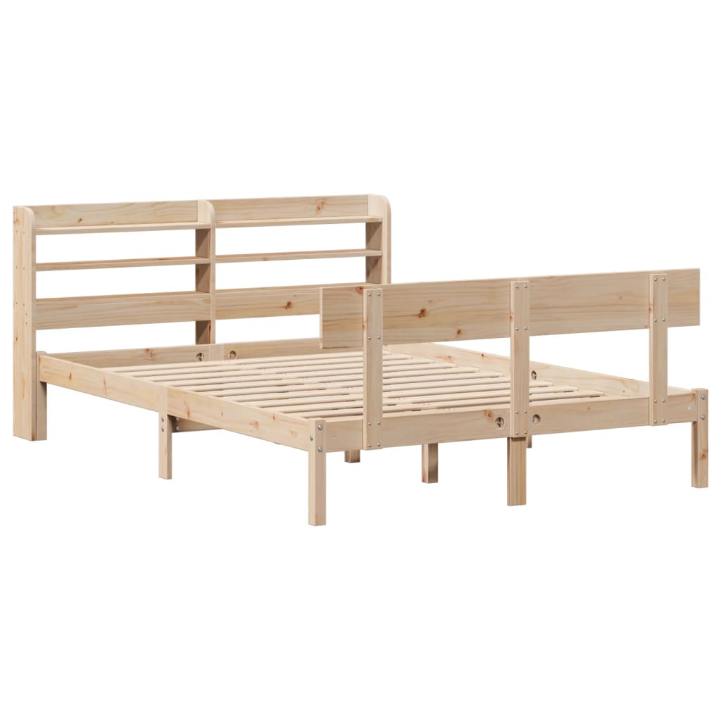 Bed Frame with Headboard 150x200 cm King Size Solid Wood Pine