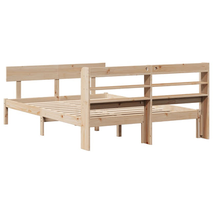 Bed Frame with Headboard 150x200 cm King Size Solid Wood Pine