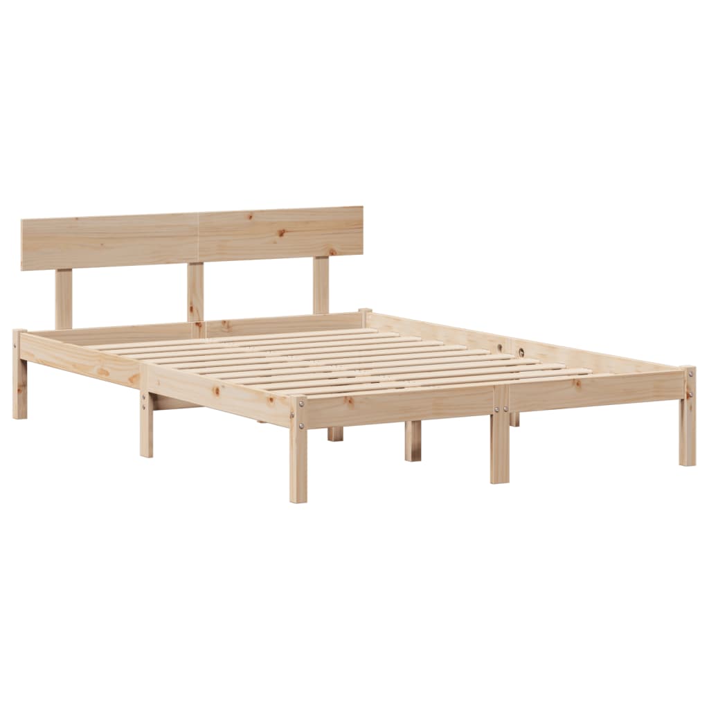 Bed Frame with Headboard 150x200 cm King Size Solid Wood Pine