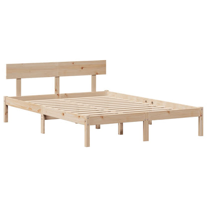 Bed Frame with Headboard 150x200 cm King Size Solid Wood Pine