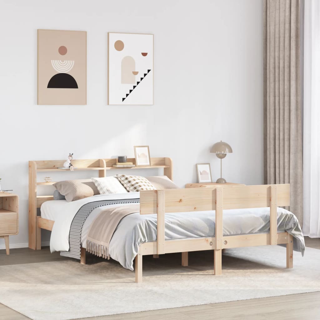 Bed Frame with Headboard 150x200 cm King Size Solid Wood Pine