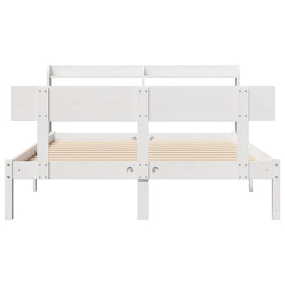 Bed Frame with Headboard White 150x200 cm King Size Solid Wood Pine