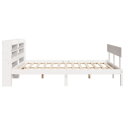 Bed Frame with Headboard White 150x200 cm King Size Solid Wood Pine