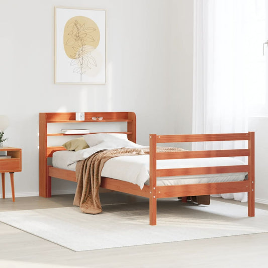 Bed Frame without Mattress Wax Brown 90x190 cm Single Solid Wood Pine