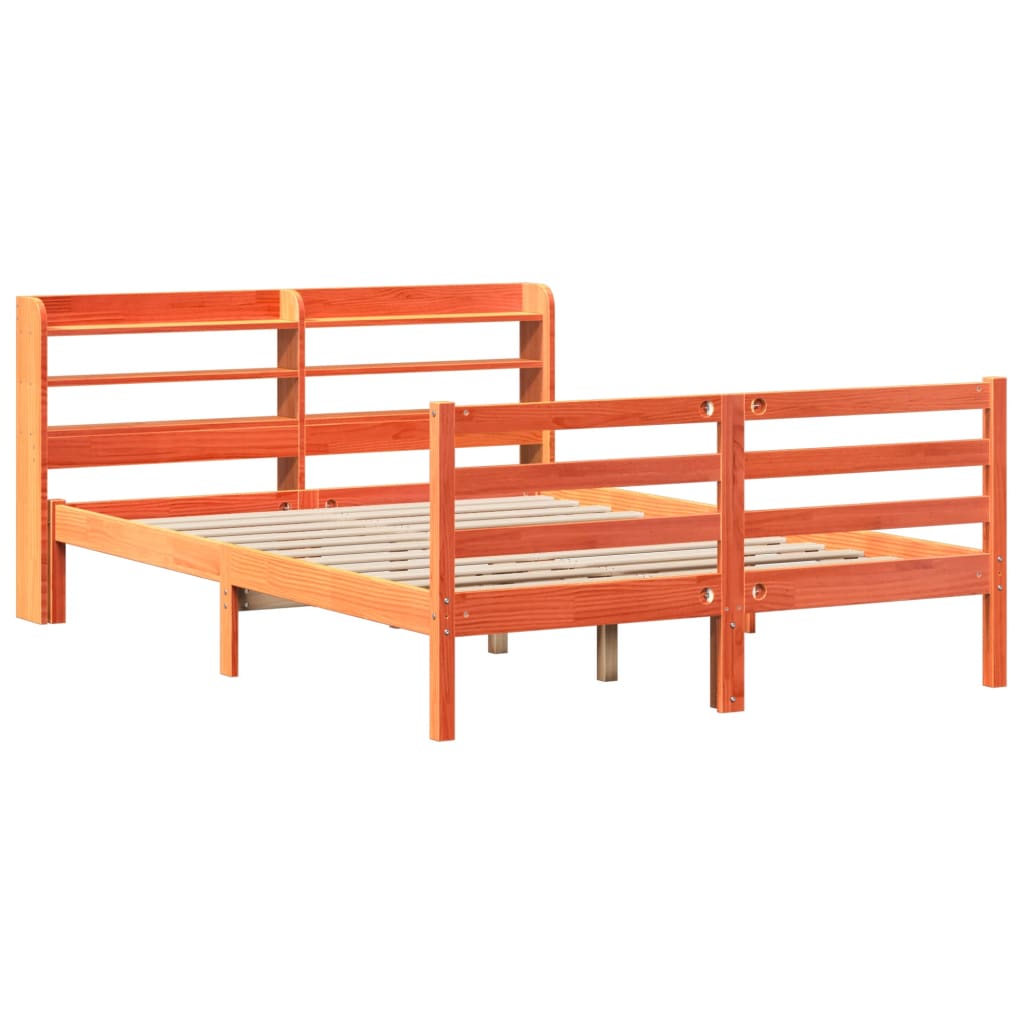 Bed Frame without Mattress Wax Brown 150x200 cm King Size Solid Wood Pine