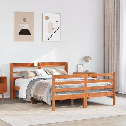 Bed Frame without Mattress Wax Brown 150x200 cm King Size Solid Wood Pine