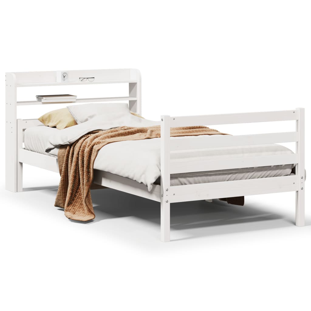 Bed Frame with Headboard without Mattress White 100x200 cm