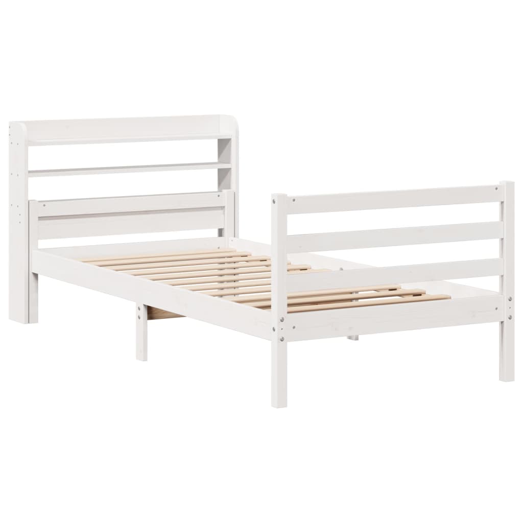 Bed Frame with Headboard without Mattress White 100x200 cm