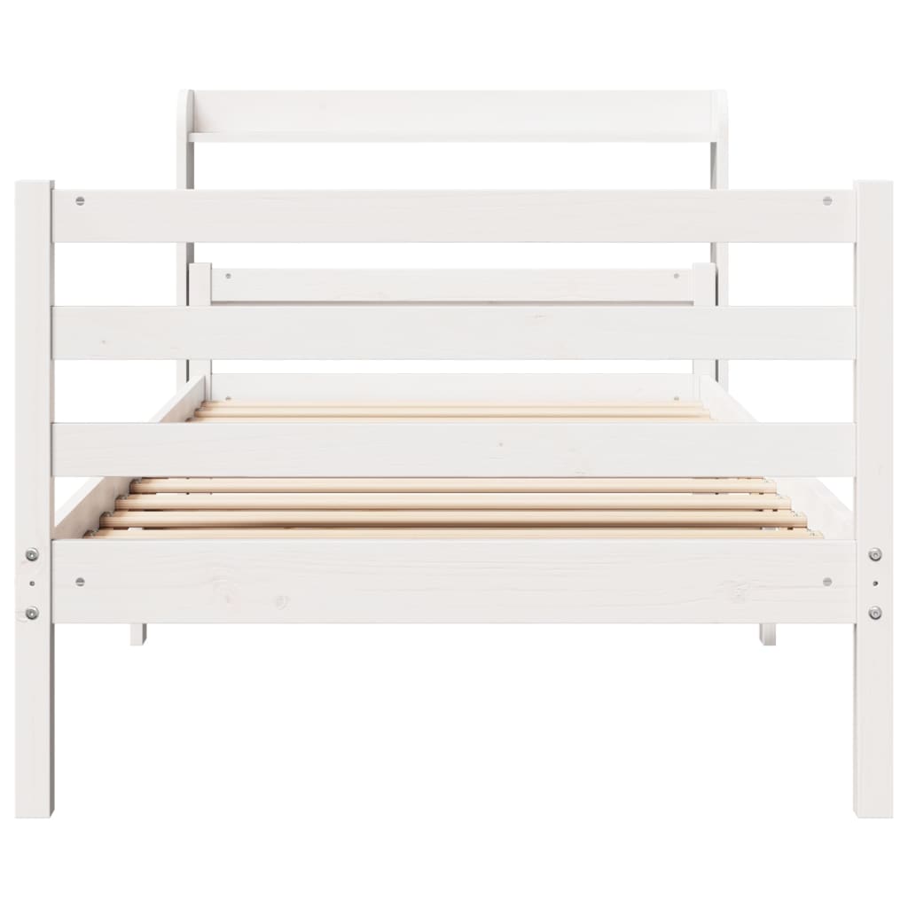 Bed Frame with Headboard without Mattress White 100x200 cm