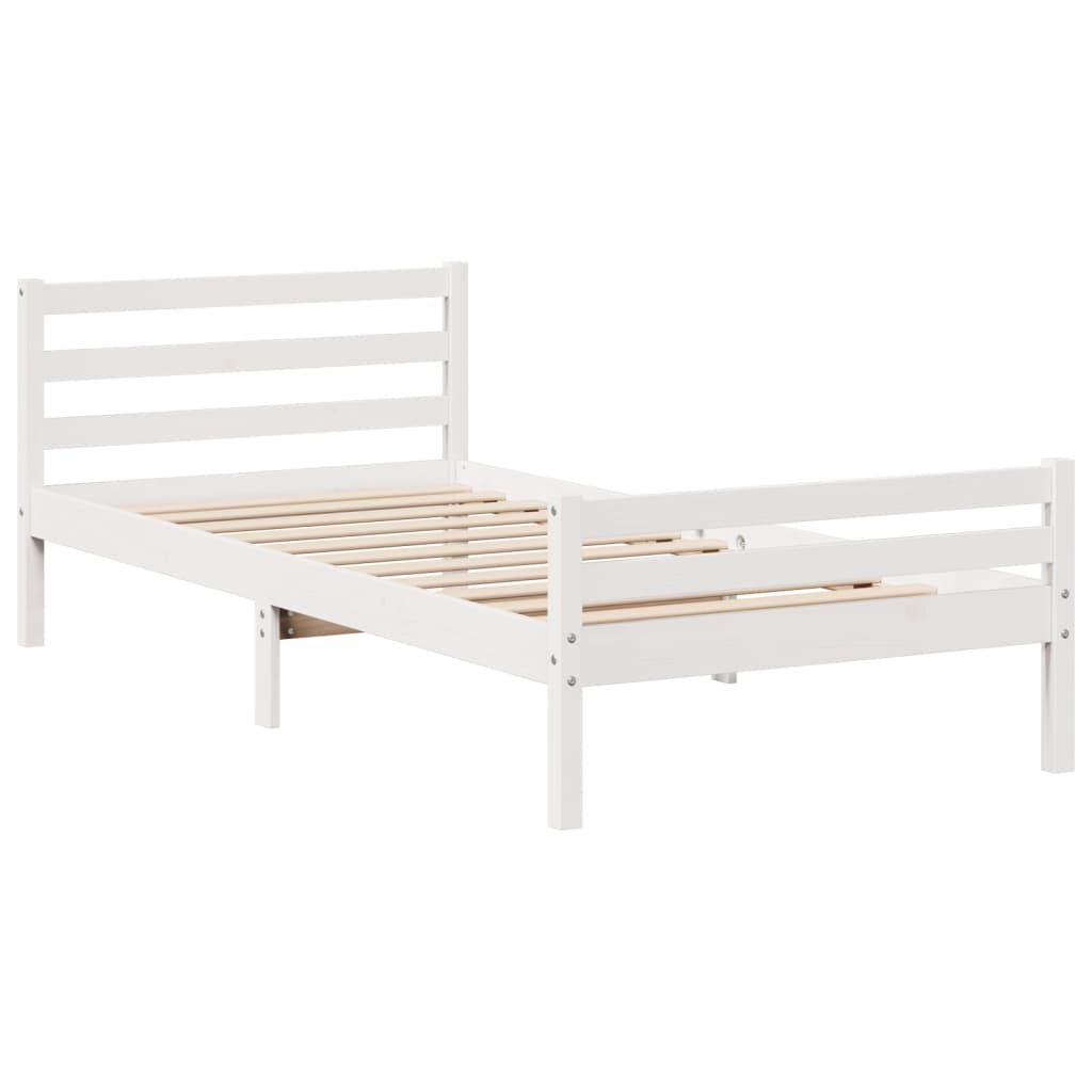 Bed Frame with Headboard without Mattress White 100x200 cm